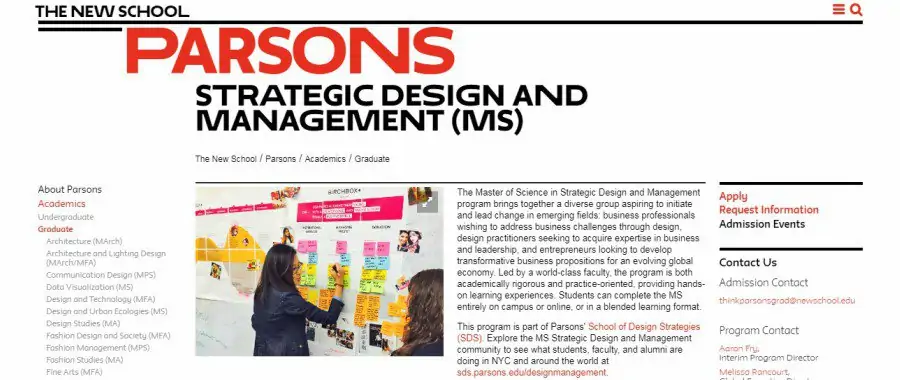 Parsons Strategic Design and Management Ms