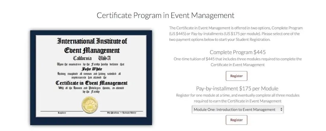 online Certificate Program in Event Management