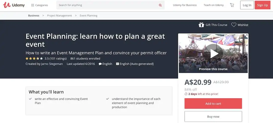Learn How To Plan a Great Event (Udemy)