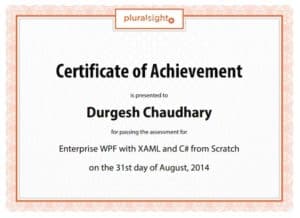Pluralsight certificate