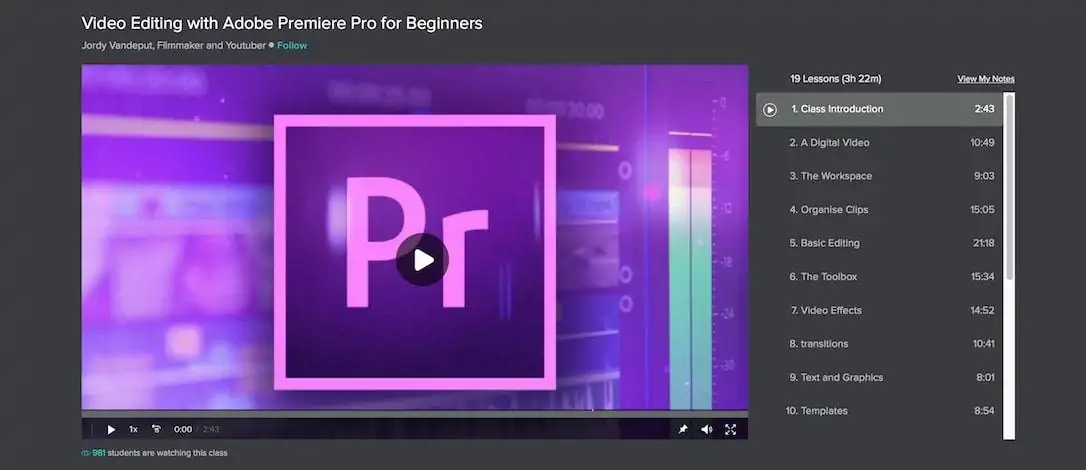 premiere pro video editing course