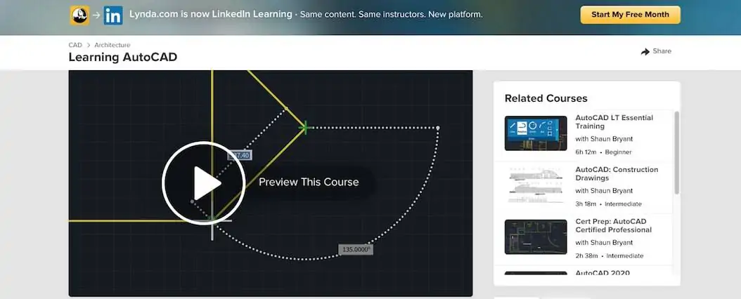 Learning AutoCAD For Beginners (Lynda/ LinkedIn Learning)