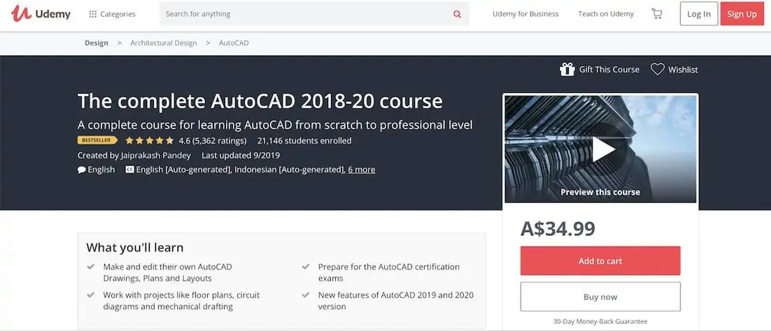 The Complete AutoCAD Course (Udemy)