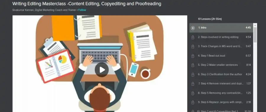 Skillshare Writing Editing Masterclass – content editing, copy editing and proofreading