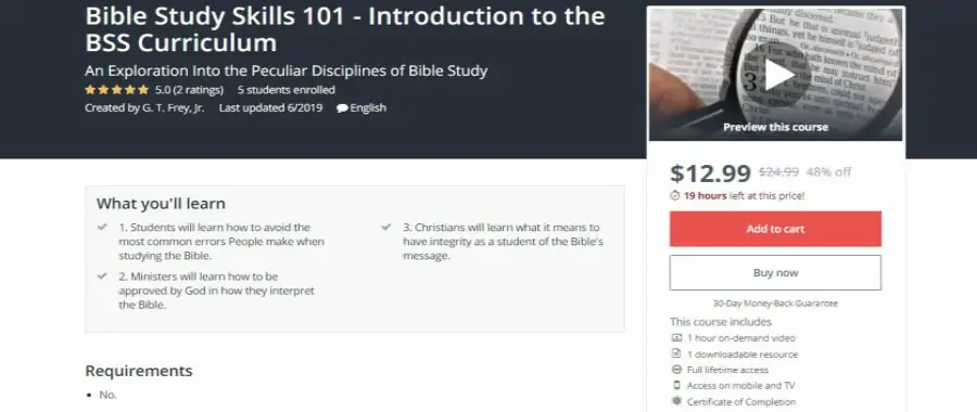 Udemy: Bible Study Skills 101 – Introduction to the BSS Curriculum