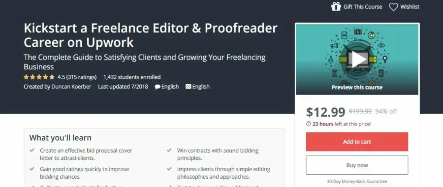 Udemy: Kickstart a Freelance Editor and Proofreader Career on Upwork