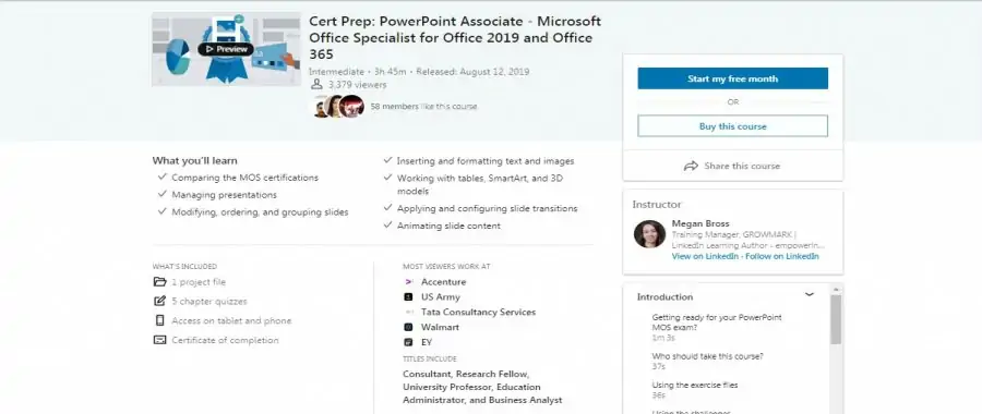 Cert Prep: PowerPoint Associate - Microsoft Office Specialist for Office 2019 and Office 365