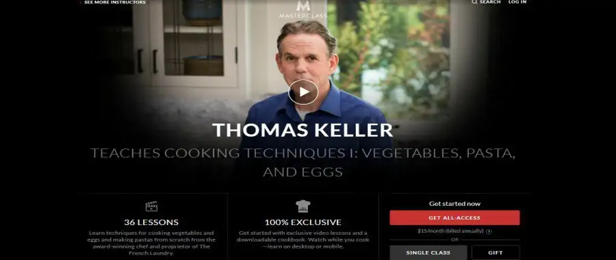 Masterclass: Thomas Keller Teaches Cooking Techniques I: Vegetables, Pasta, and Eggs