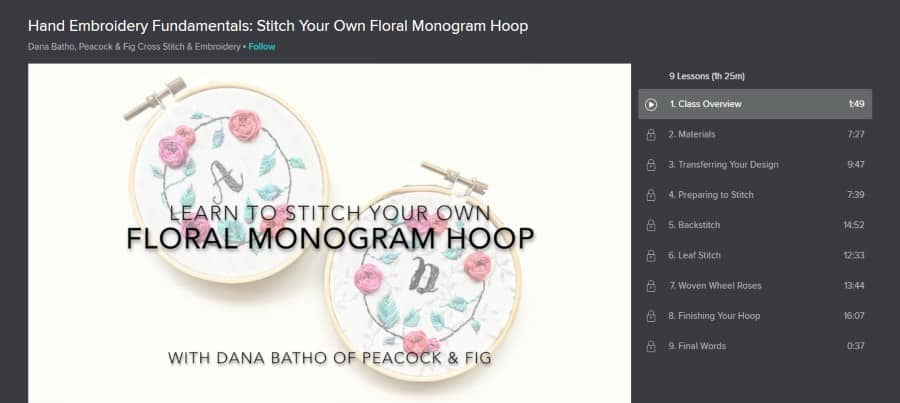 Skillshare: Embroidery Fundamentals: Stitch Your Own Floral Monogram