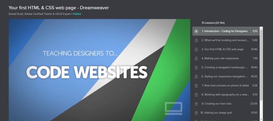 Skillshare: Your first HTML & CSS web page – Dreamweaver