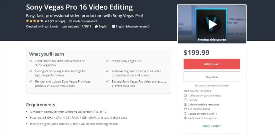 Sony Vegas Pro 16 Video Editing