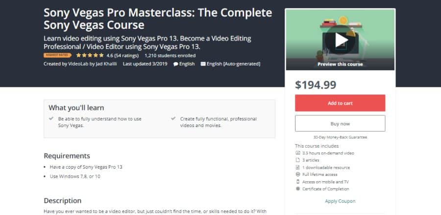 Sony Vegas Pro Masterclass: The Complete Sony Vegas Course