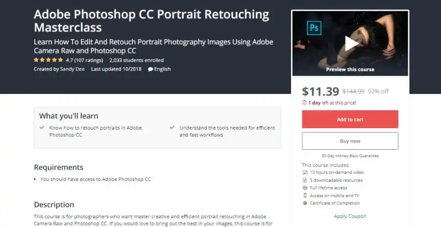 Udemy: Adobe Photoshop CC Portrait Retouching Masterclass