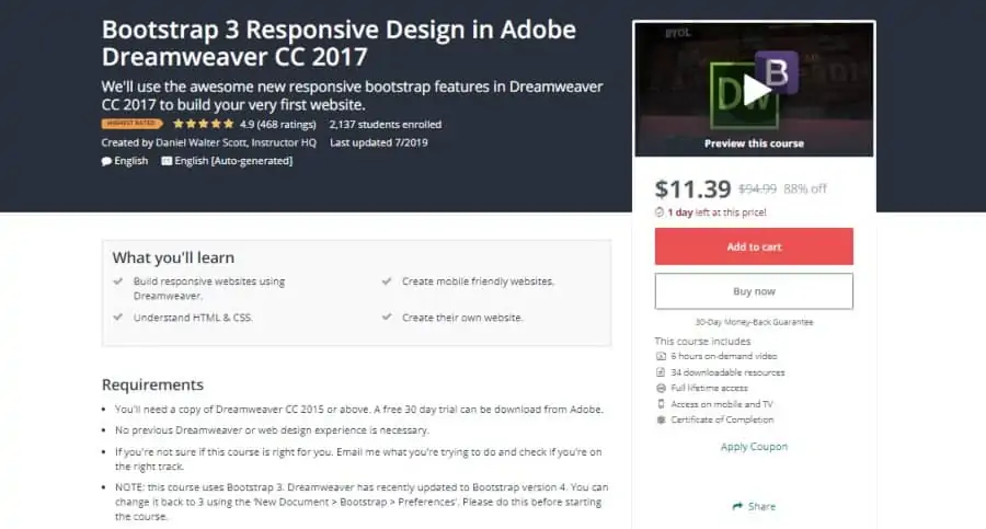 Udemy: Bootstrap 3 Responsive Design in Adobe Dreamweaver CC 2017