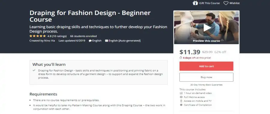 Udemy: Draping for Fashion Design: Beginner Course