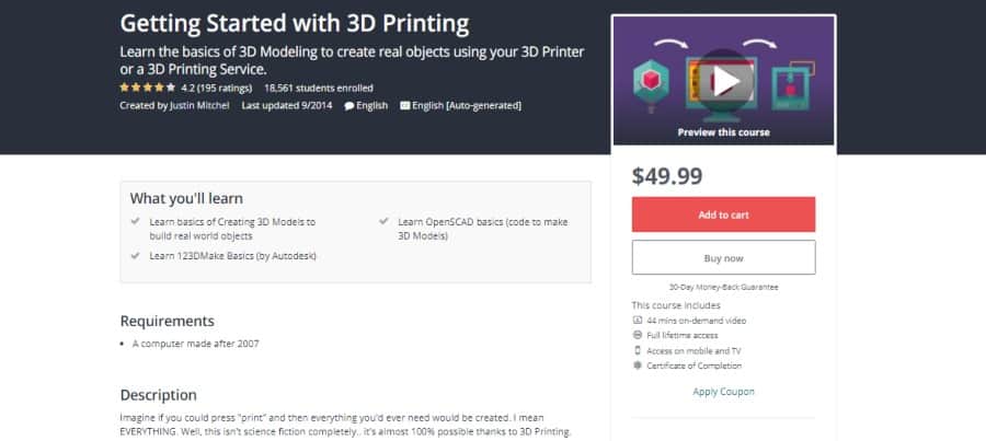 Udemy: Getting Started With 3D Printing