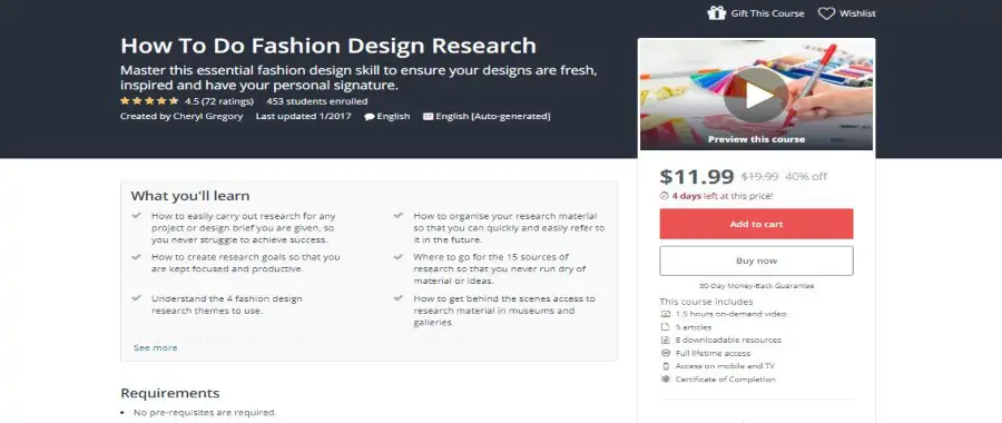 Udemy: How to Do Fashion Design Research