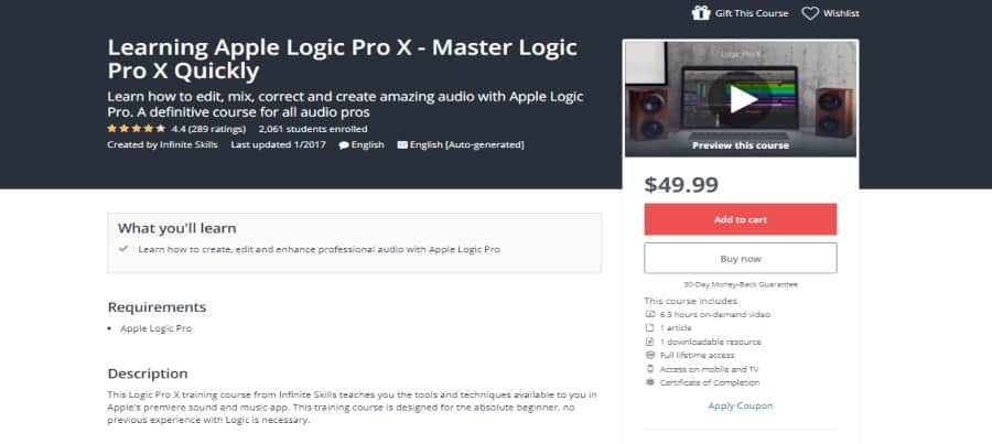 Udemy: Learning Apple Logic Pro X: Master Logic Pro X Quickly