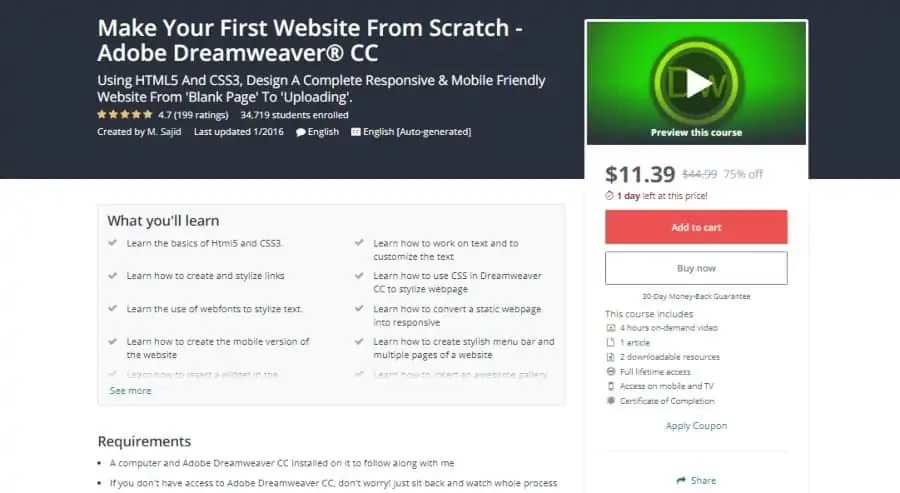 Udemy: Make Your First Website From Scratch – Adobe Dreamweaver CC