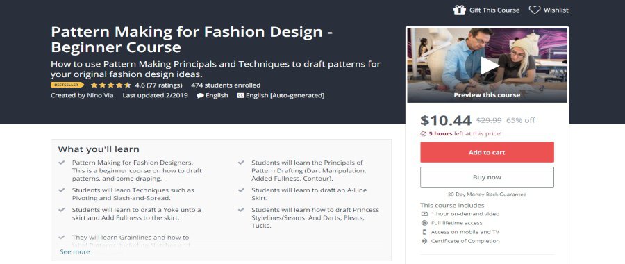 Udemy: Pattern Making for Fashion Design – Beginner Course