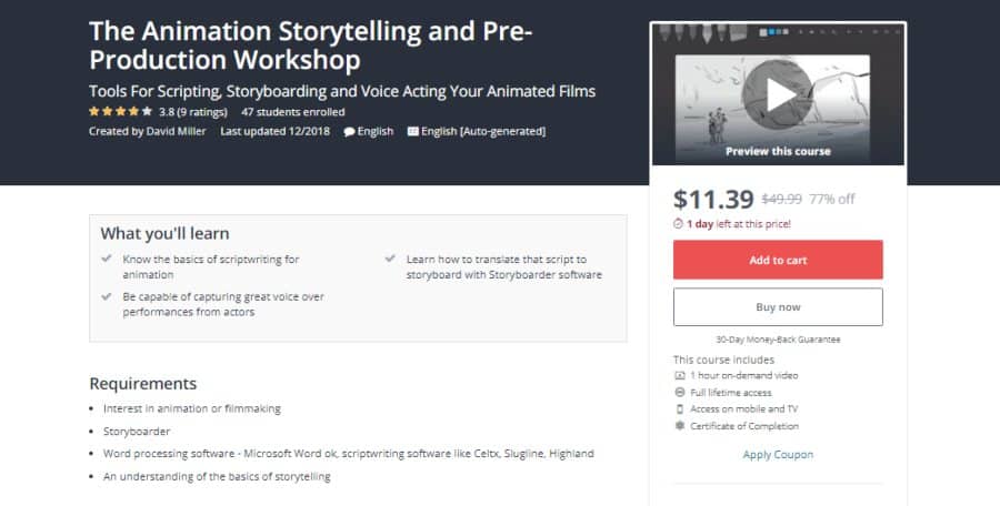 Udemy: The Animation Storytelling and Pre-production Workshop