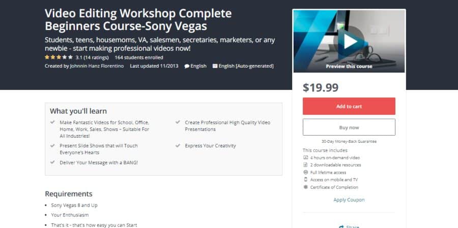 Video Editing Workshop Complete Beginners Course-Sony Vegas