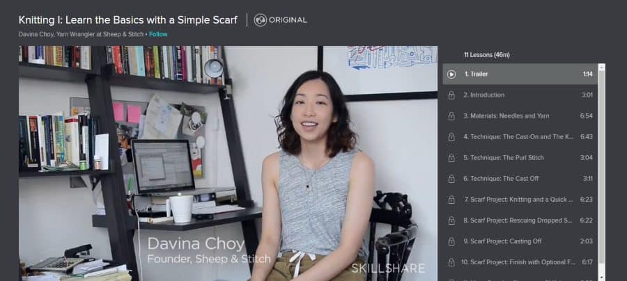 Skillshare: Knitting I: Learn the Basics with a Simple Scarf - best online knitting classes
