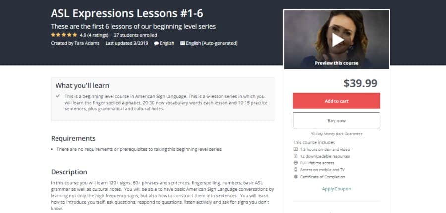 Udemy: ASL Expressions Lessons #1-6