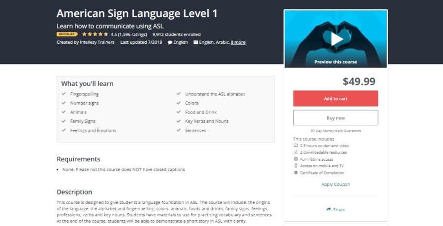 Udemy: American Sign Language Level 1