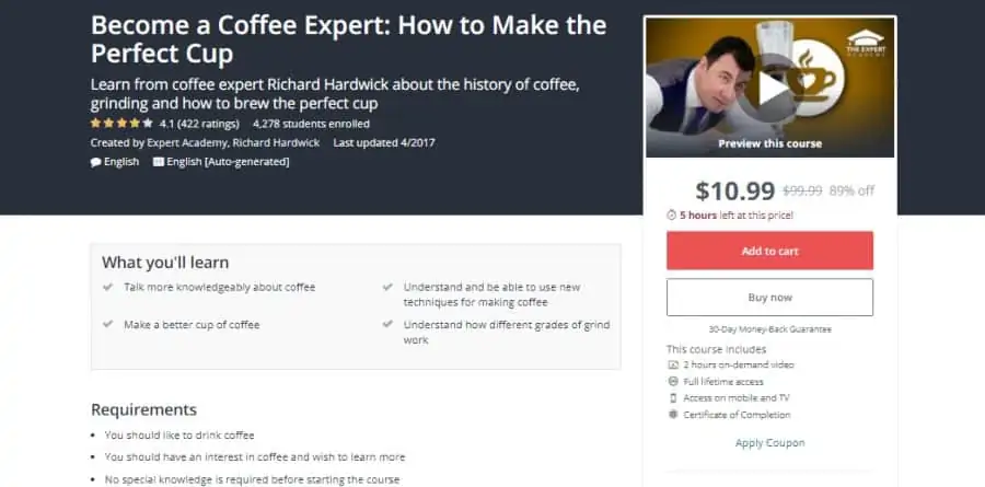 Udemy: Become a Coffee Expert: How to Make the Perfect Cup