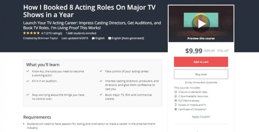 Udemy: How I booked 8 Acting Roles on Major TV Shows in a Year