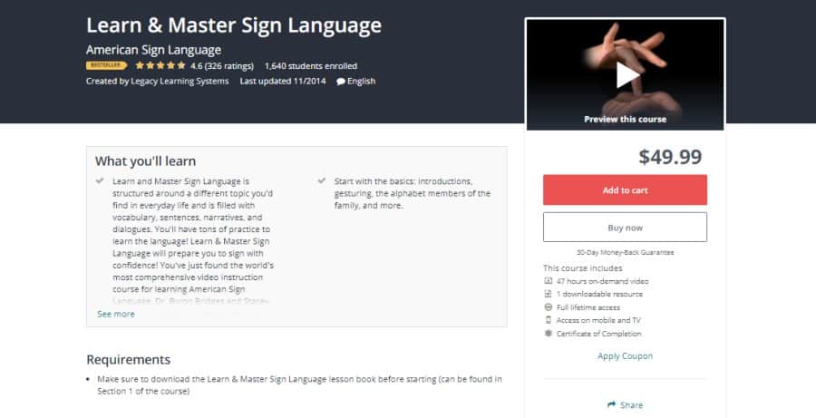 Udemy: Learn & Master Sign Language