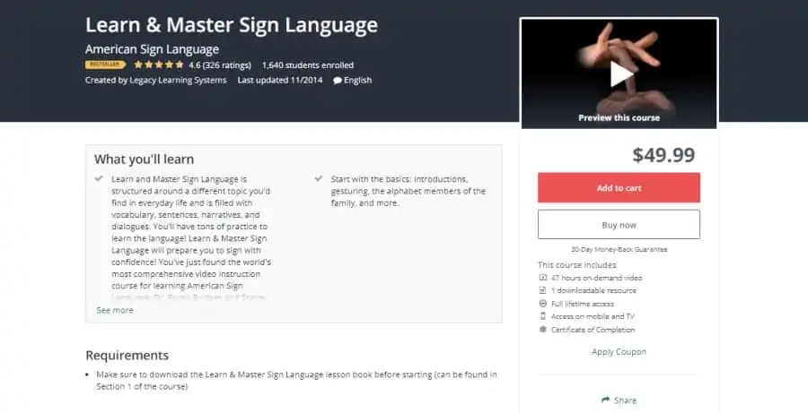 Udemy: Learn & Master Sign Language
