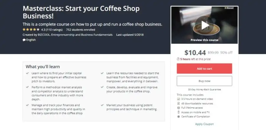 Udemy: Masterclass: Start your Coffee Shop Business