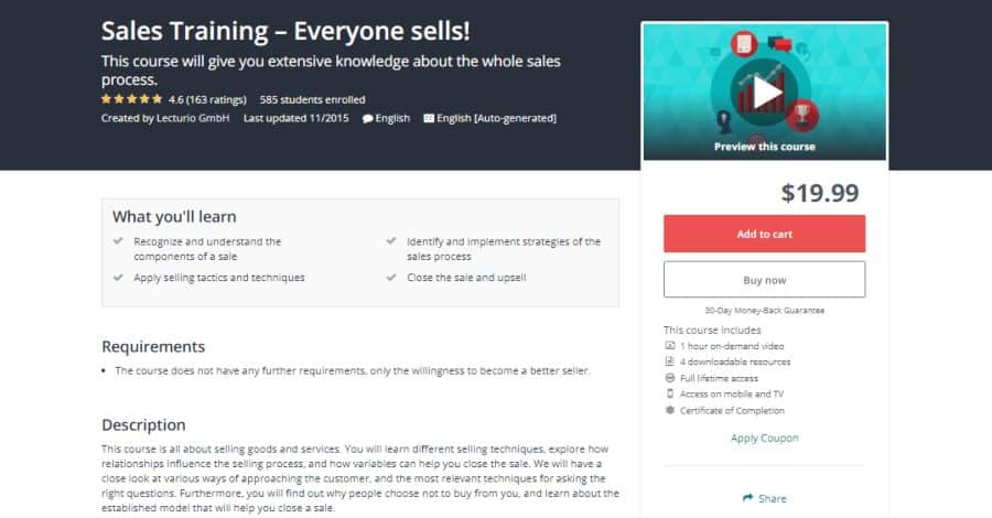 Udemy: Sales Training – Everyone sells!