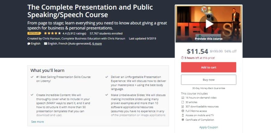 Udemy: The Complete Presentation and Public Speaking/Speech Course