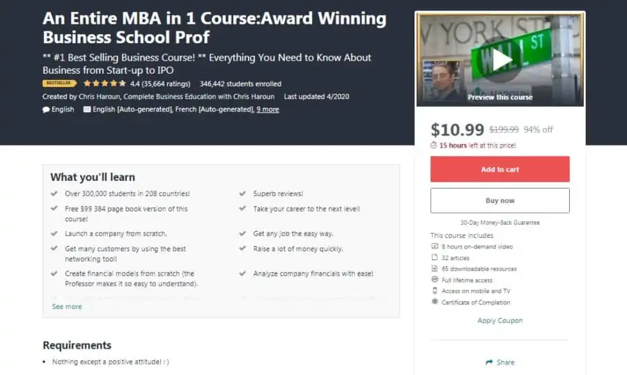 An Entire MBA in 1 Course:Award Winning Business School Prof