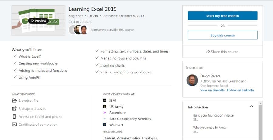 Learning Excel 2019