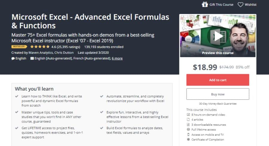 Microsoft Excel - Advanced Excel Formulas & Functions