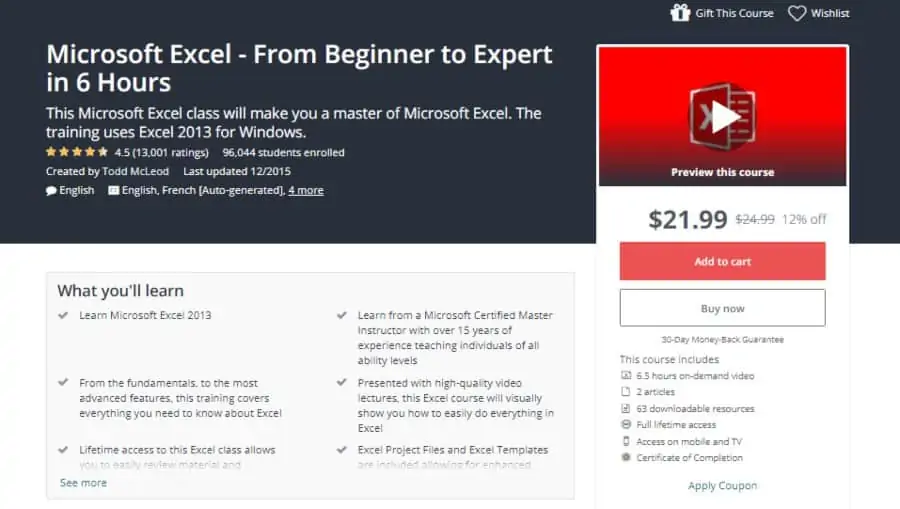 Microsoft Excel - From Beginner to Expert in 6 Hours