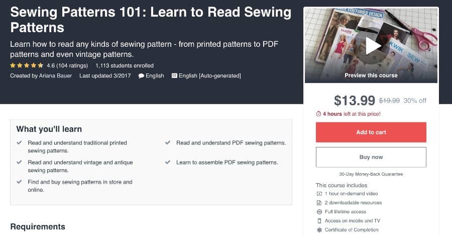 1: Learn to Read Sewing Patterns (Udemy)