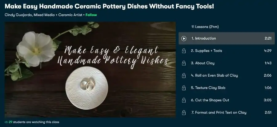 Course: Make Easy Handmade Ceramic Pottery Dishes Without Fancy Tools (Skillshare)