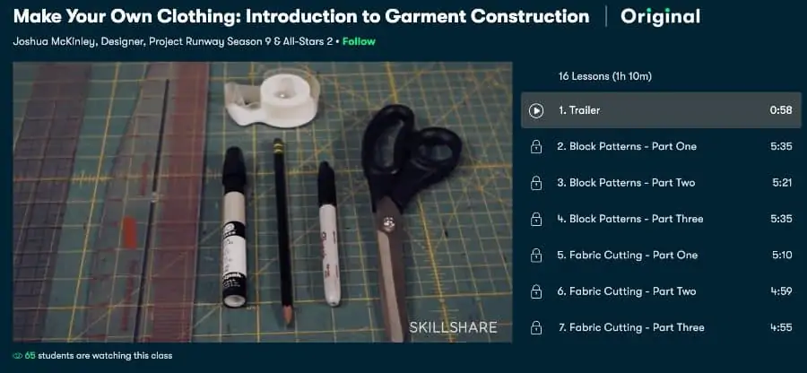 Course: Make Your Own Clothing: Introduction to Garment Construction (Skillshare)