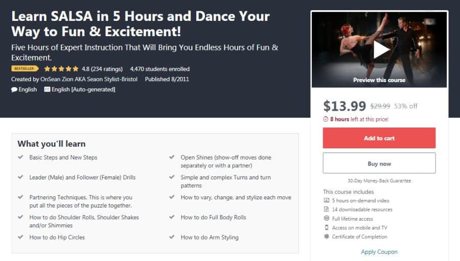 Course: Learn Salsa in 5 Hours and Dance Your Way to Fun & Excitement!