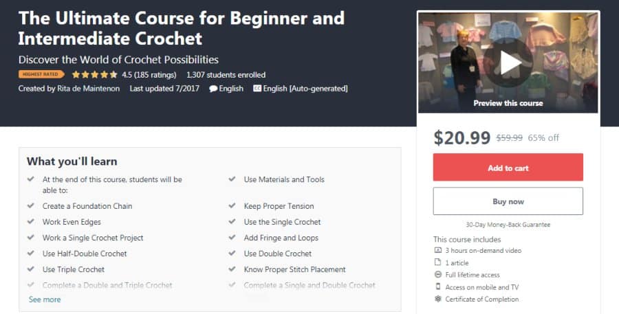 Course: The Ultimate Course for Beginner and Intermediate Crochet
