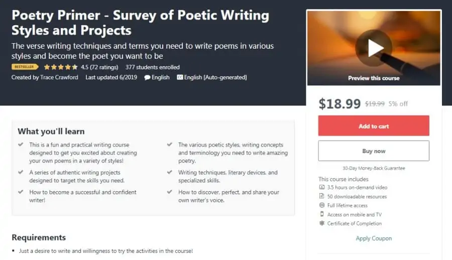 Poetry Primer - Survey of Poetic Writing Styles and Projects