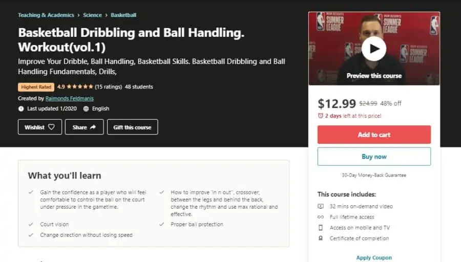 Basketball Dribbling and Ball Handling. Workout (vol.1)