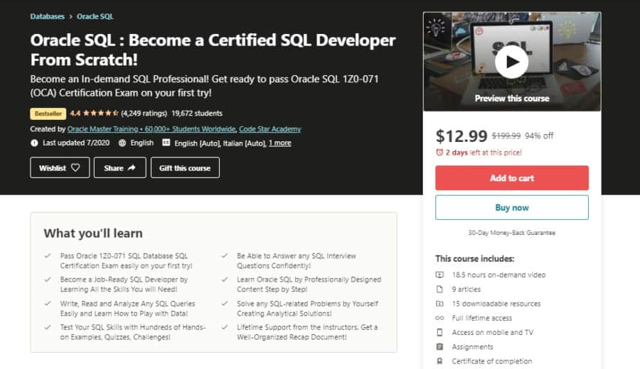 Oracle SQL: Become a Certified SQL Developer From Scratch!