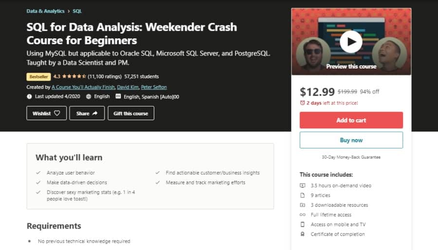 SQL for Data Analysis: Weekender Crash Course for Beginners