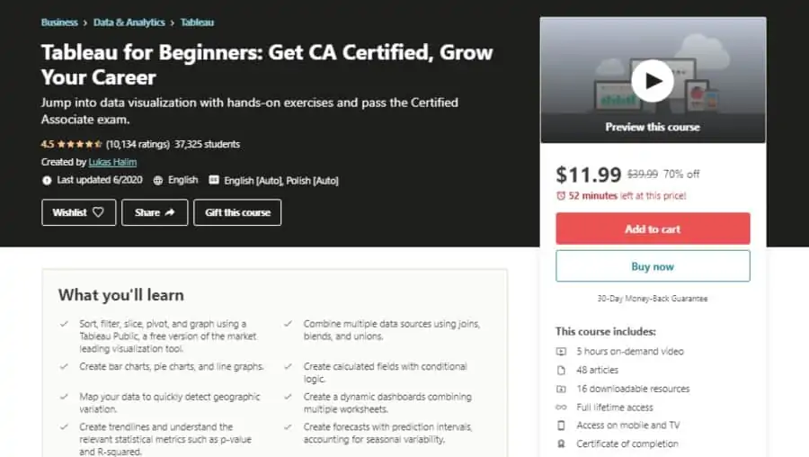 Tableau for Beginners: Get CA Certified, Grow Your Career